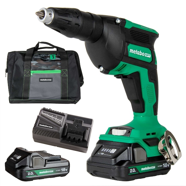 Metabo Hpt 18V MV Cordless Drywall Screw Gun 2x 2.0Ah Charger and Bag W18DAQAM - main